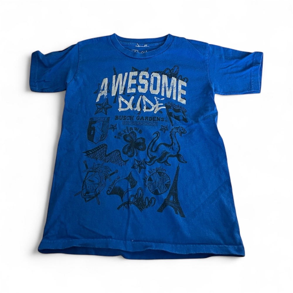 🔹BUSCH GARDENS: Boy size M, “awesome dude” theme park short sleeve shirt🔹